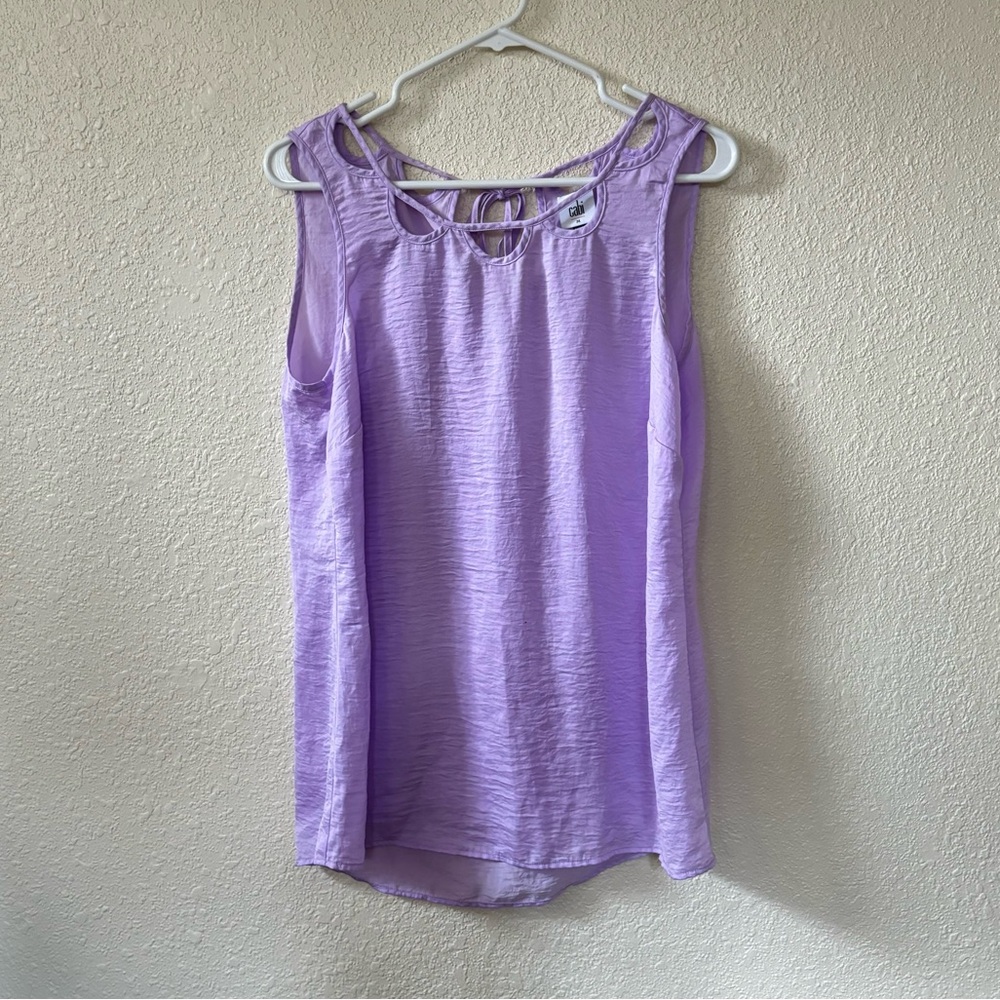 CAbi Lavender Purple Cutout Neckline Sleeveless Blouse Medium